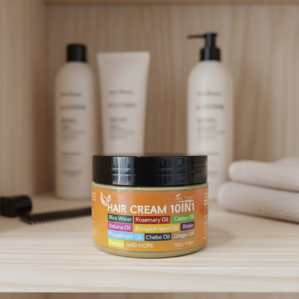 Product photo of 10-in-1 Rice Water & Herbal Hair Cream, hair care or accessory item