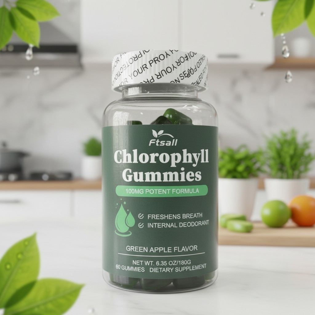 Product photo of Green Apple Chlorophyll Gummies, gummy supplement bottle