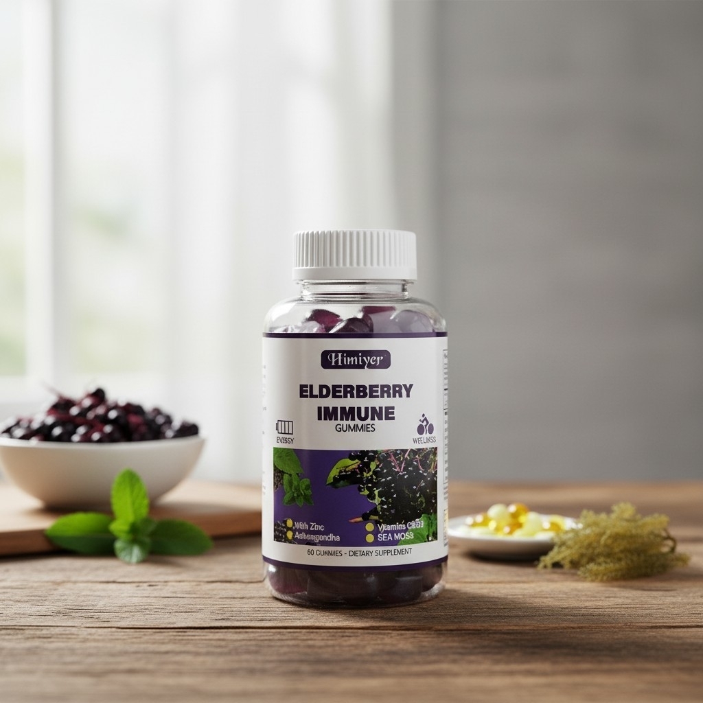 Product photo of Elderberry Wellness Gummies, gummy supplement bottle