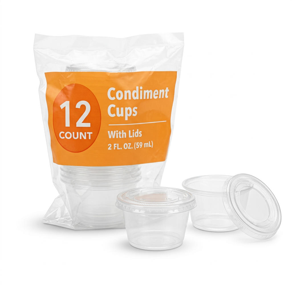Product photo of Condiment Cups with Lids, option: 12 Count
