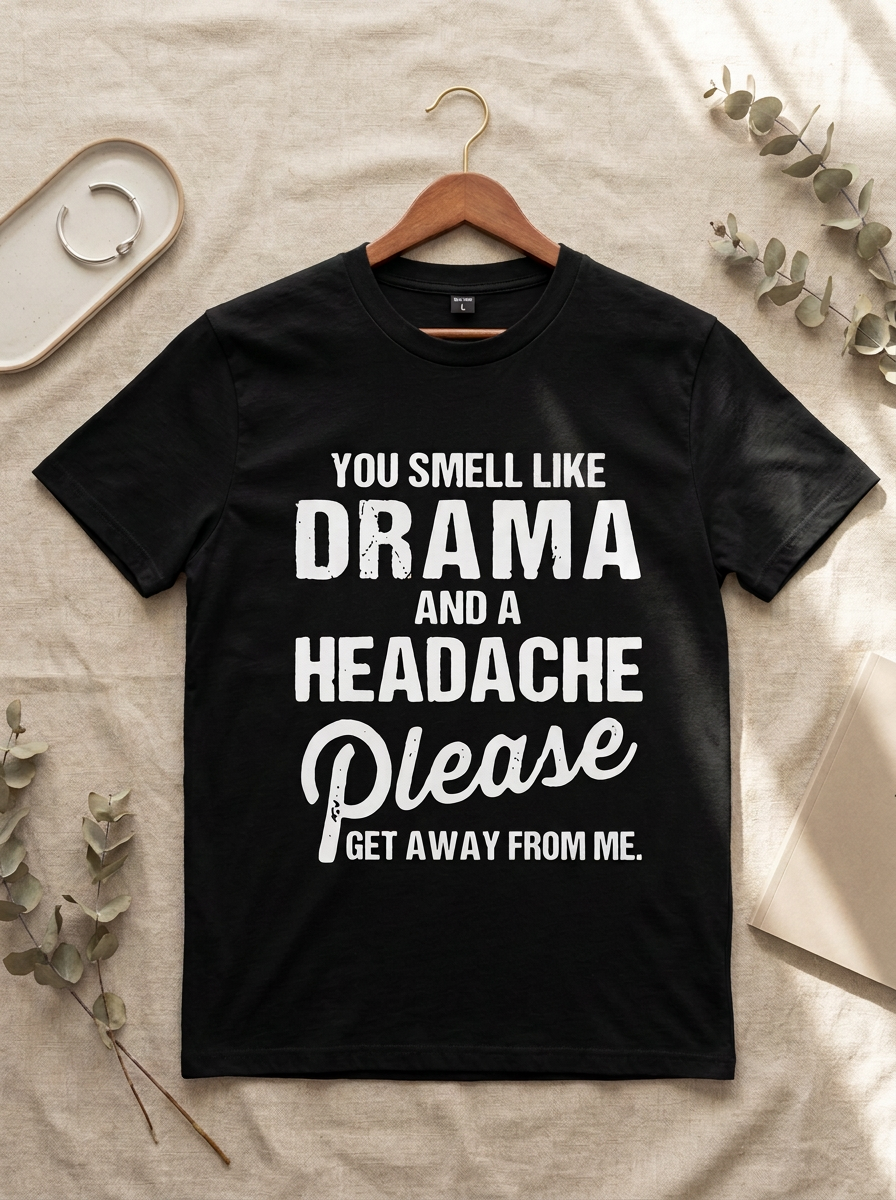 Product photo of You Smell Like Drama T-Shirt, option: Black · Size S, clothing item
