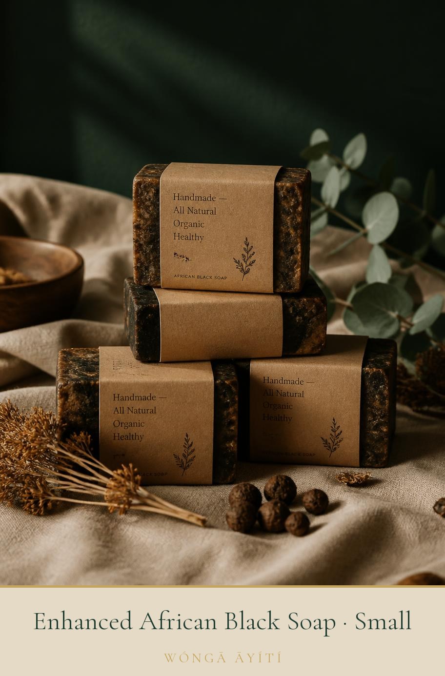 Product photo of Enhanced African Black Soap, option: Small · $6.88, soap bar
