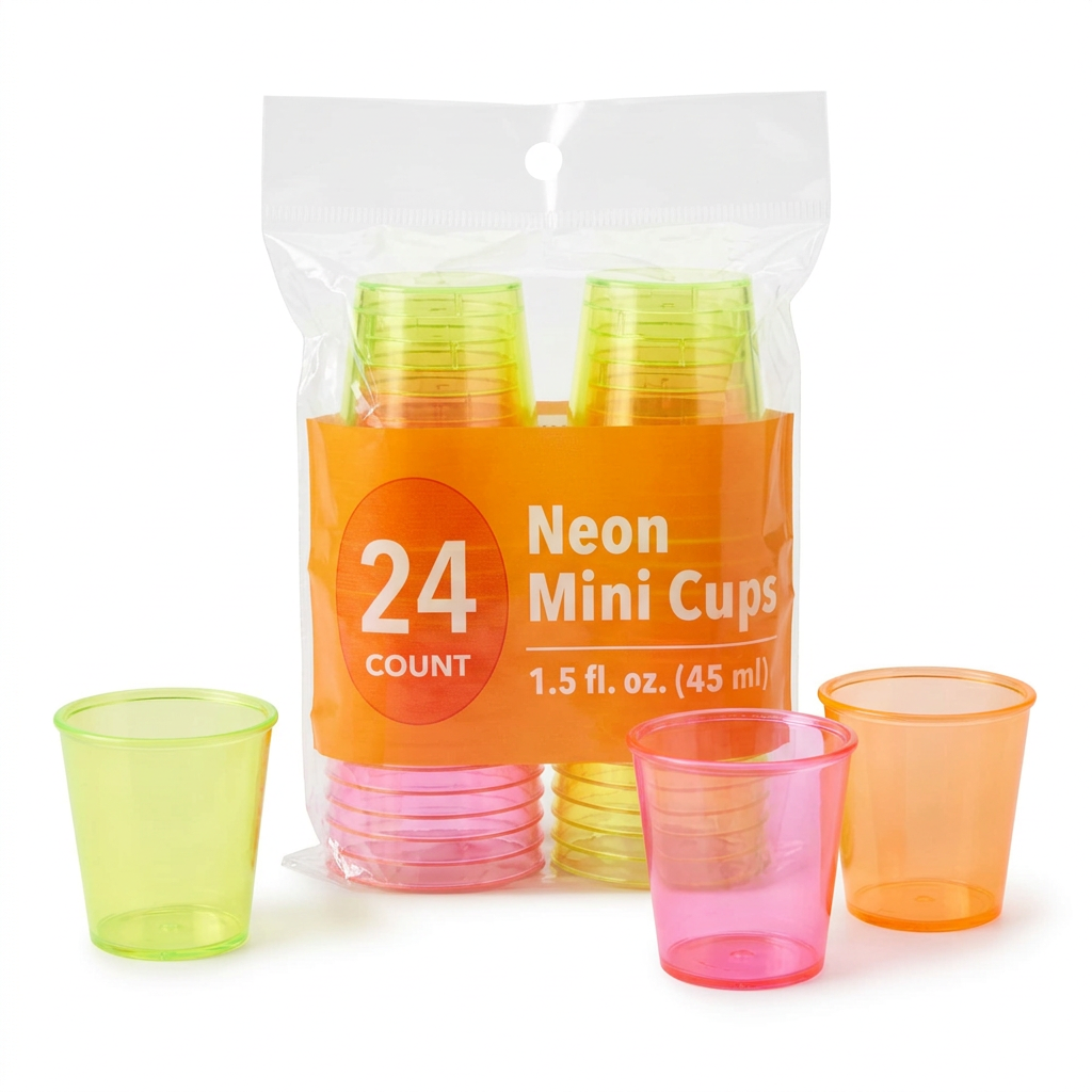 Product photo of Neon Colored Mini Cups, option: 24 Count