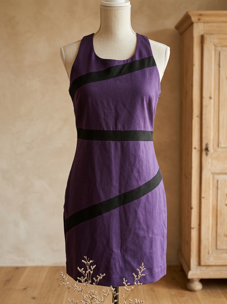 Product photo of Purple & Black Fabric Dress, clothing item