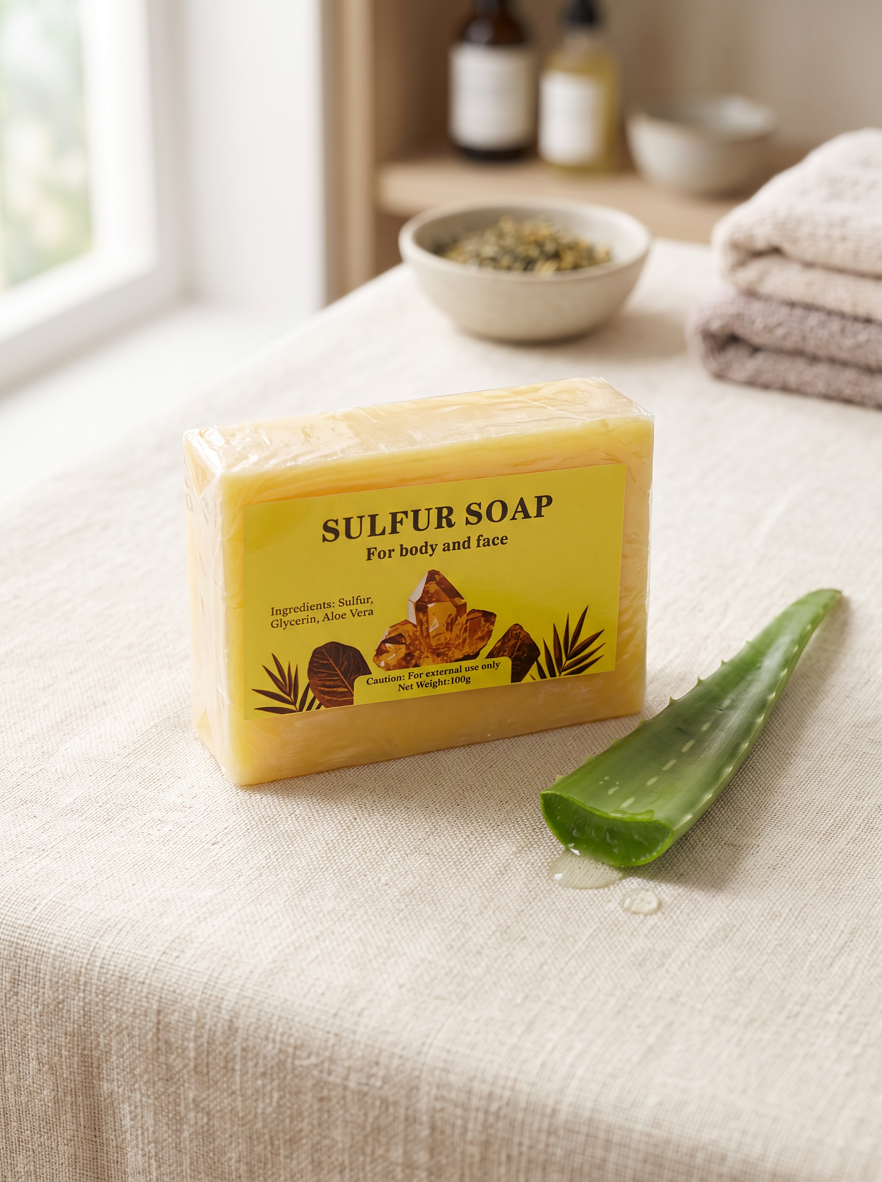 Product photo of Sulfur Body & Face Soap, option: 3.52 oz, soap bar